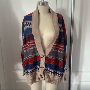 Dex Clothing Multicolor Patterned Women's Cardigan Size L Knit Toggle Aztec